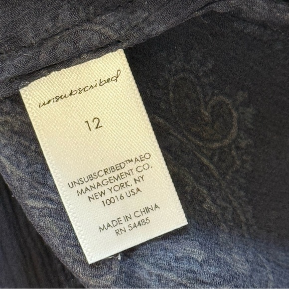 Unsubscribe Blue Paisley Women's Top 100% Silk Long Sleeve Size 12 - Picture 8 of 15